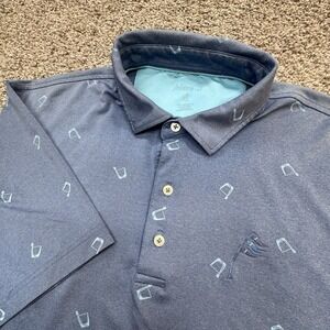 Johnnie‎ O Shirt Men XL Blue Performance Final Polo AOP Cocktail Seahorse Golf